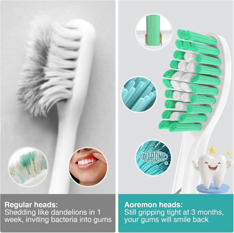 Aoremon Toothbrush Replacement Heads Compatible with Philips Sonicare E-Series Essence Xtreme Elite Advance CleanCare Screw-on Electric Toothbrush Handle Head Come with Hygienic Caps, 3 Count, Green - Image 4